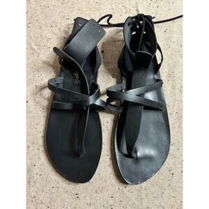 Free People Gladiator Sandals Goth 40 9.5 Strappy Lace Up Boho Festival Summer